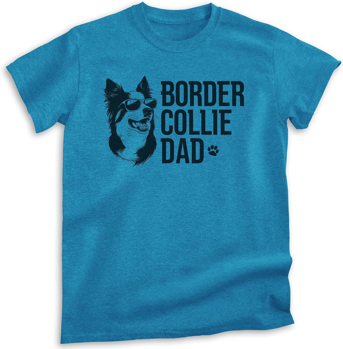 EVERTREE CLOTHING Border Collie Dad T-Shirt, Unisex Men's Shirt, Border Collie Owner, Cute Dog Dad Gift - Heather Blue