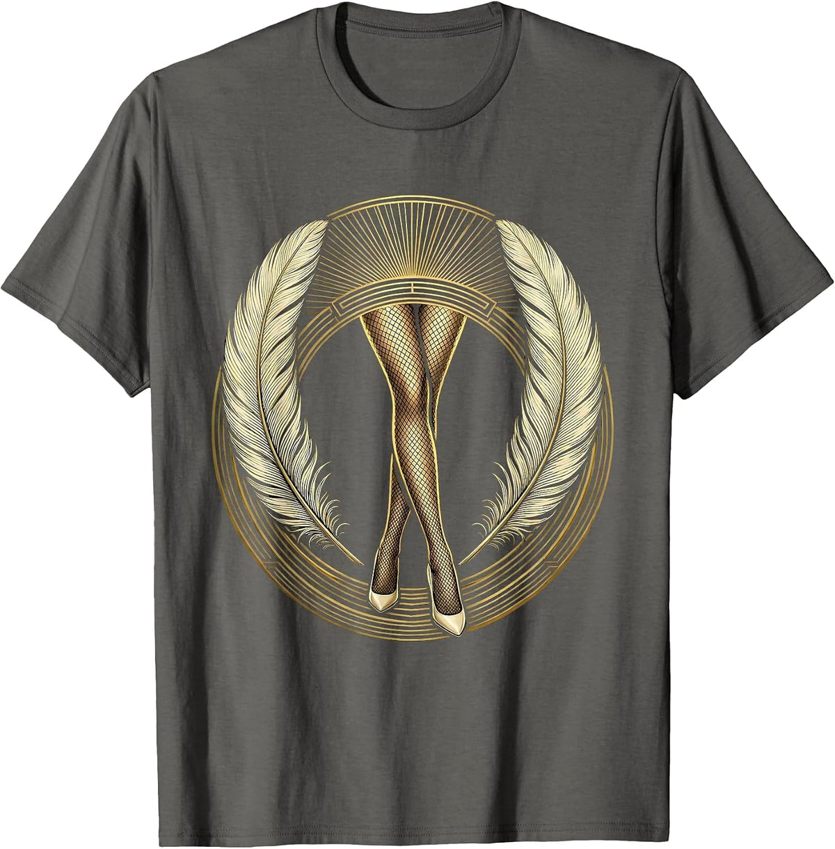Men's Showgirl Legs Classic Pin-Up Illustration T-Shirt - Asphalt Grey