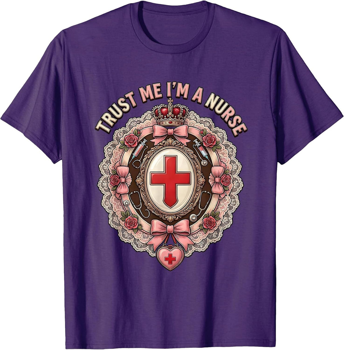 Trust Me I'm a Nurse Bold Graphic Design T-Shirt - Purple