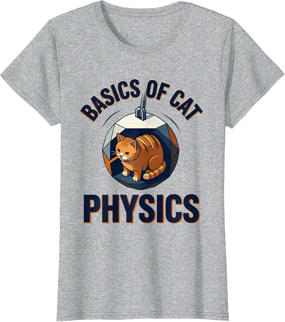 Women's Basics Of Cat Physics Funny Math Cat Teacher Student Lover T-Shirt - Heather Grey