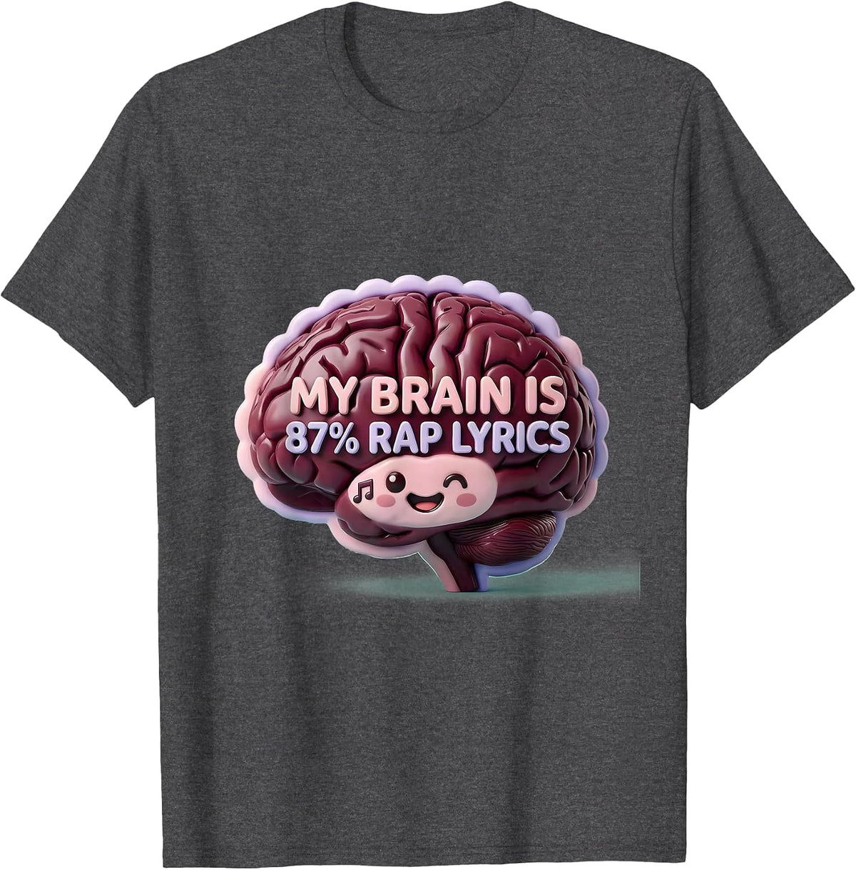 My Brain Is 87% Rap Lyrics Cute Kawaii Music Lover Humor T-Shirt - Dark Heather Grey