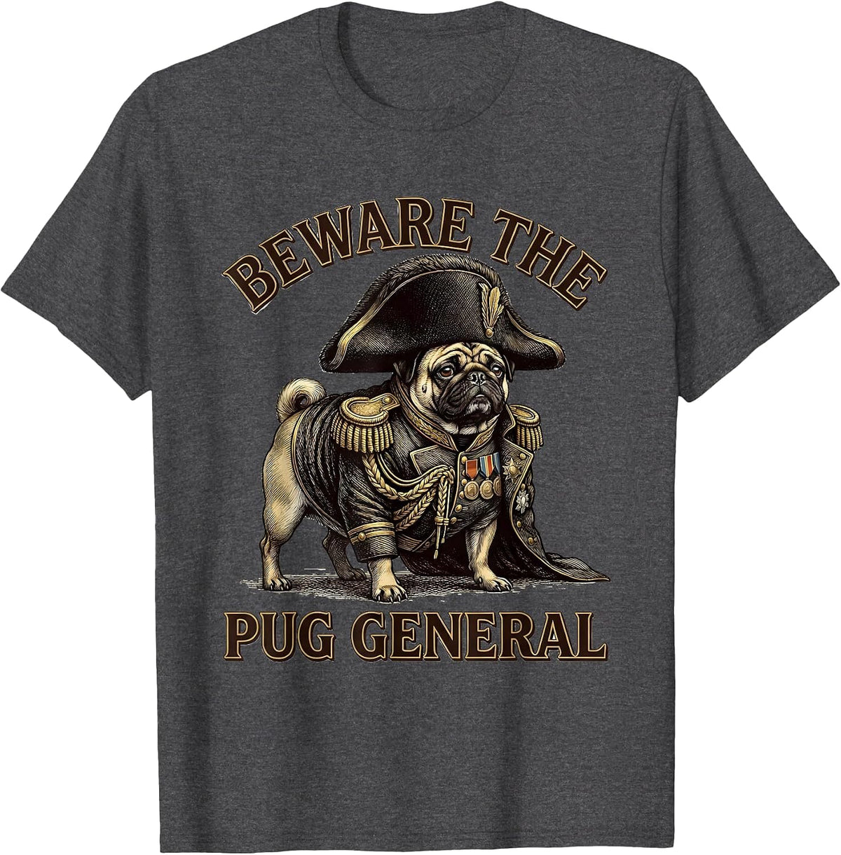 Beware The Pug General Funny Pug Lover Dog Owner Humor T-Shirt - Dark Heather Grey