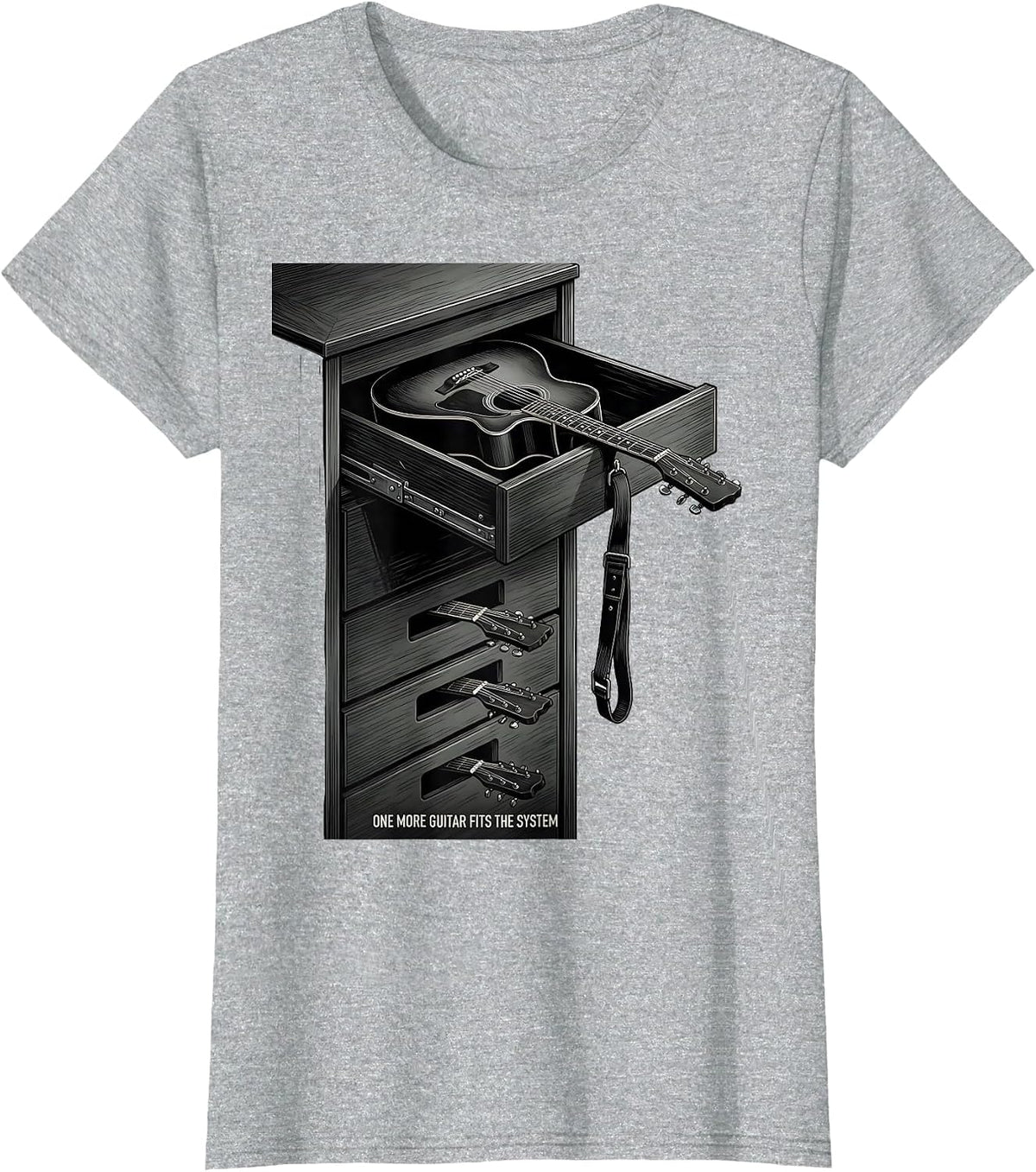 One More Guitar Fits The System Funny Guitarist Rock Music T-Shirt - Heather Grey