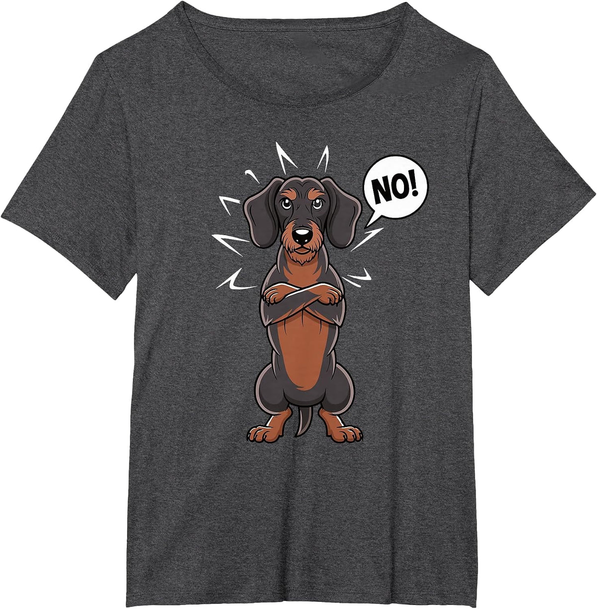 Stubborn Wirehaired Dachshund NO Teckel Dog Hunting Funny T-Shirt - Dark Heather Grey