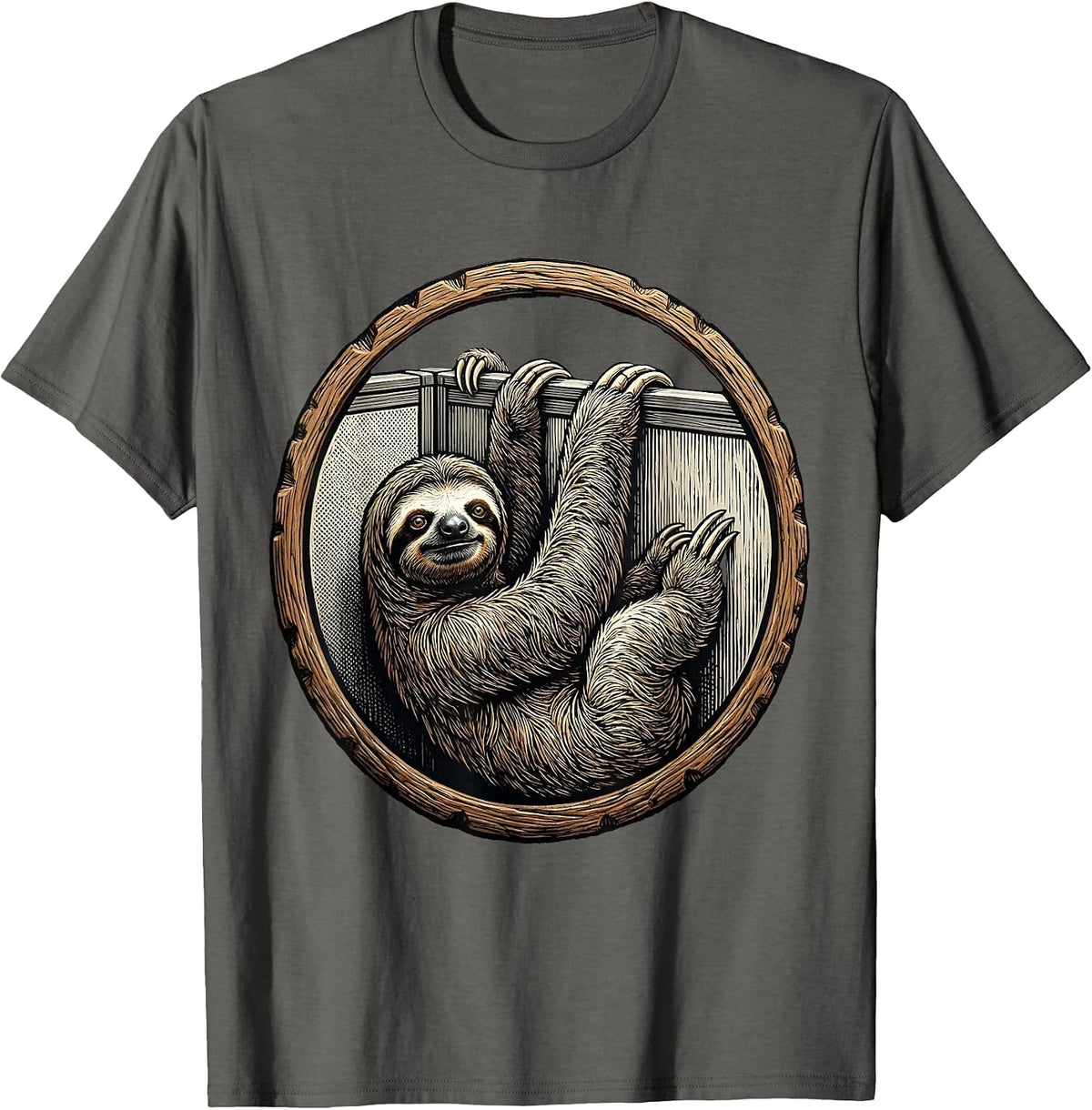 Funny Sloth Office Cubicle Humor Graphic T-Shirt - Asphalt Grey
