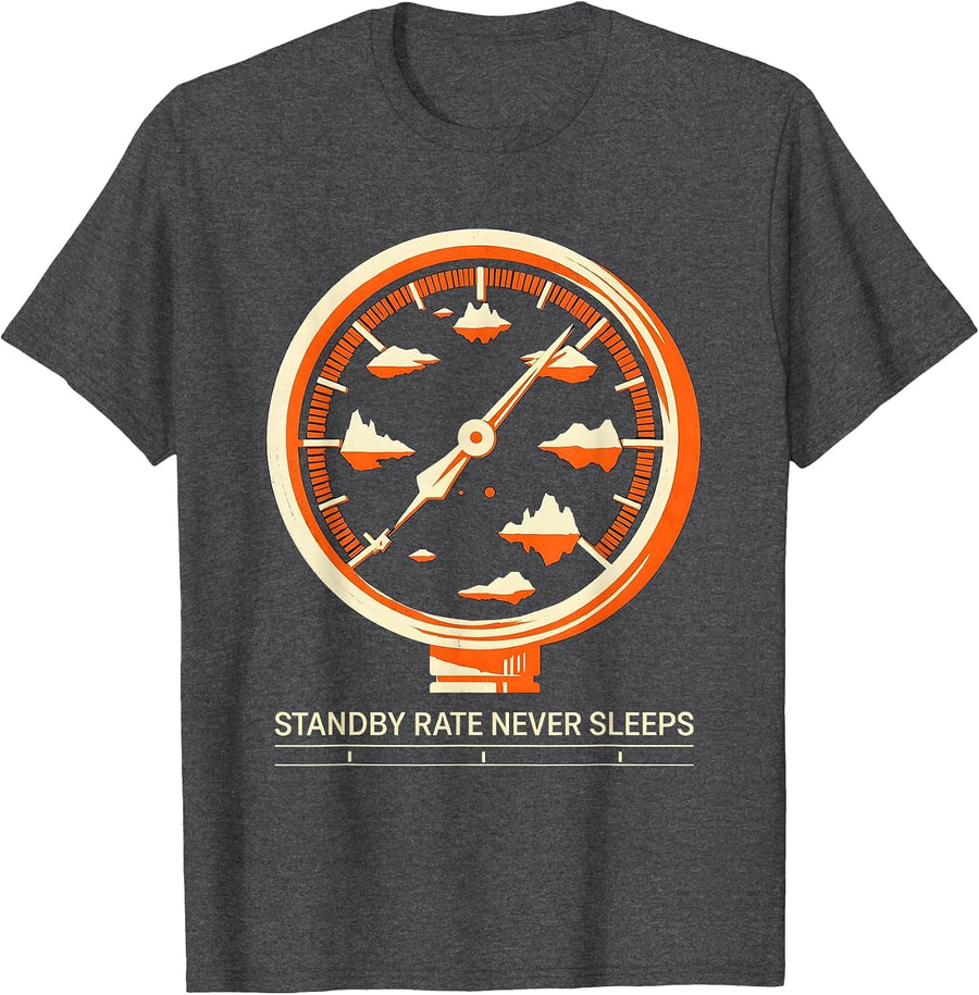 Men's Standby Rate Never Sleeps Funny Plumber Pipefitter T-Shirt - Dark Heather Grey