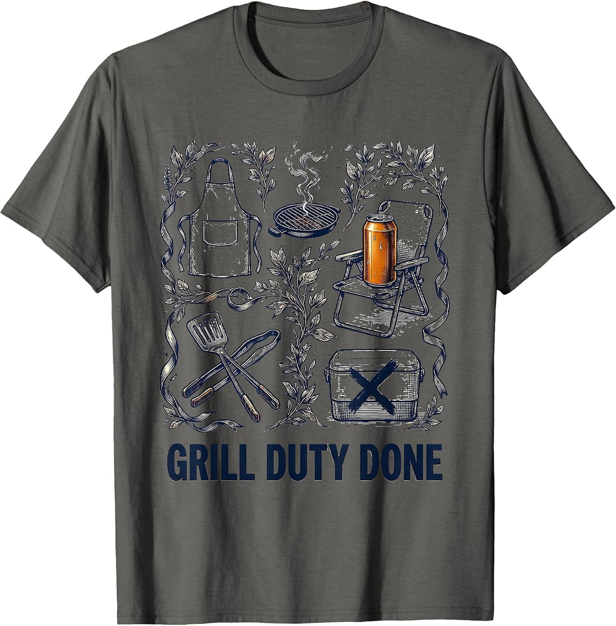 Men's Grill Duty Done Funny Labor Day Beer Cookout Humor T-Shirt - Asphalt Grey