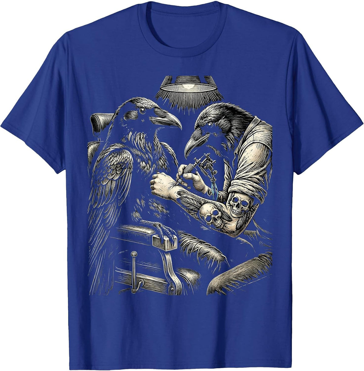 Crow Tattoo Artist Funny Dark Bird Illustration T-Shirt - Royal Blue
