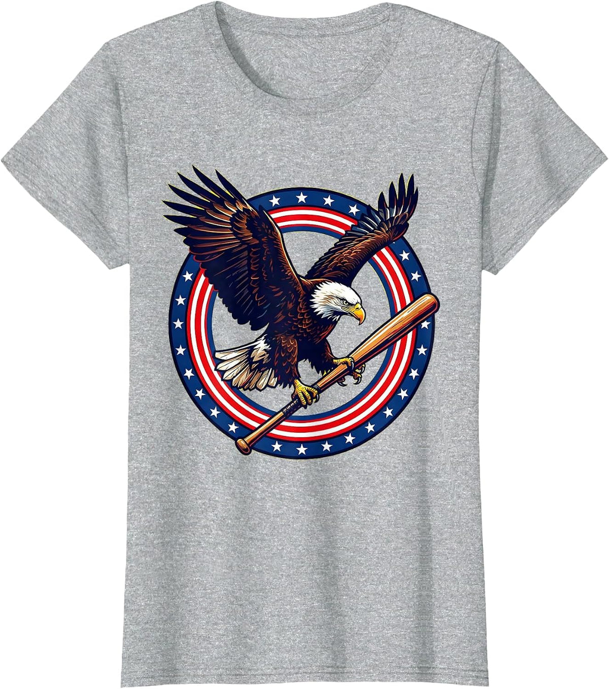 Women's Bald Eagle Perched on Baseball Bat Graphic T-Shirt - Heather Grey