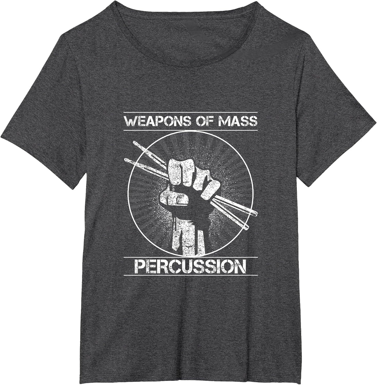Drummers Weapons of Mass Percussion Funny Drum Stick T-Shirt T-Shirt - Dark Heather Grey