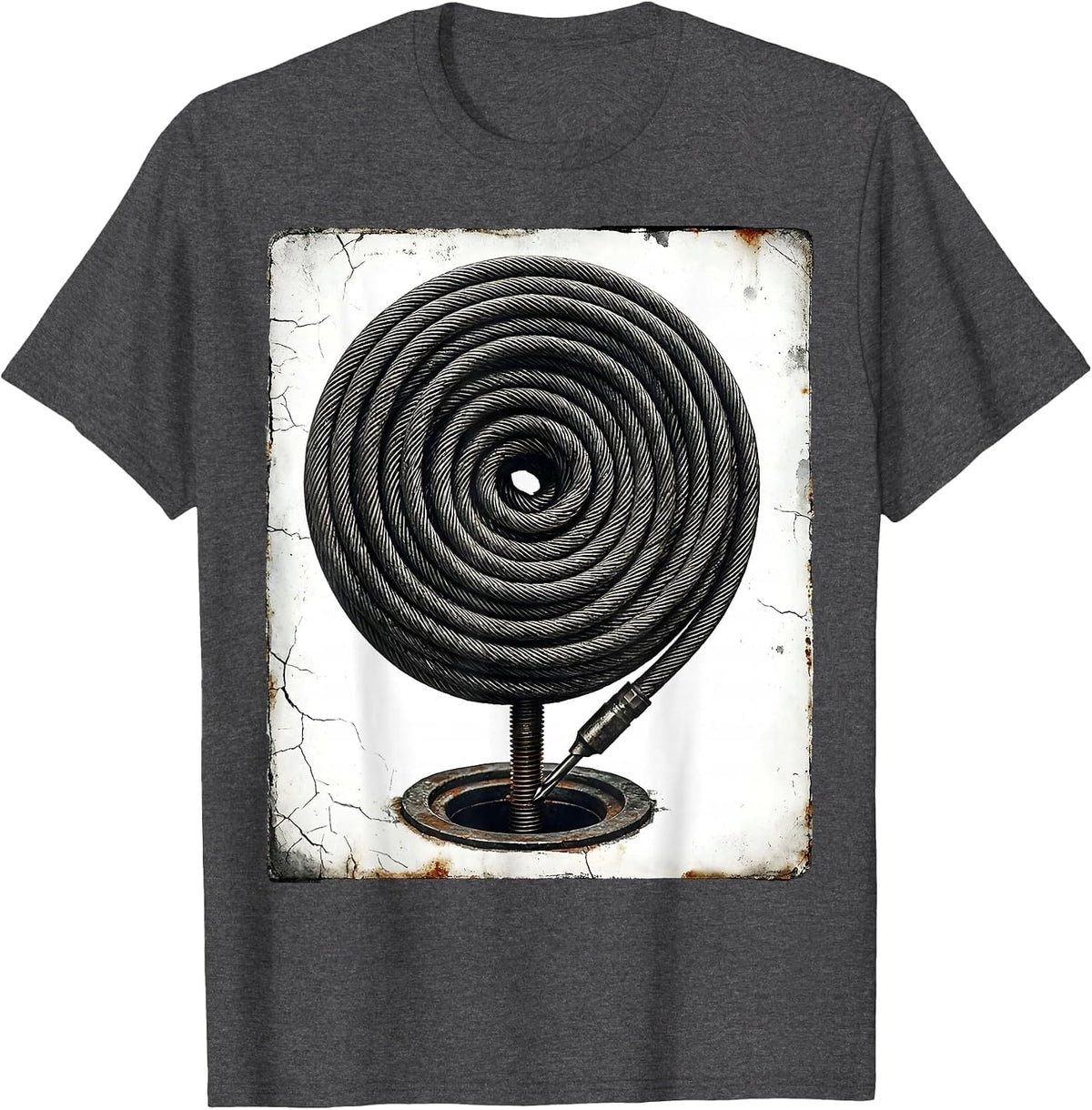 Men's Coiled Snake Cable Plumber Funny Occupational Humor T-Shirt - Dark Heather Grey