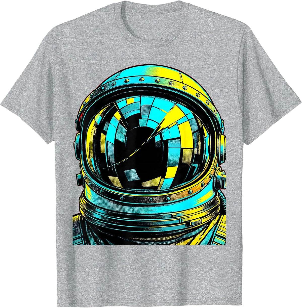 Men's Astronaut Helmet Visor Reflecting 6 7 T-Shirt - Heather Grey
