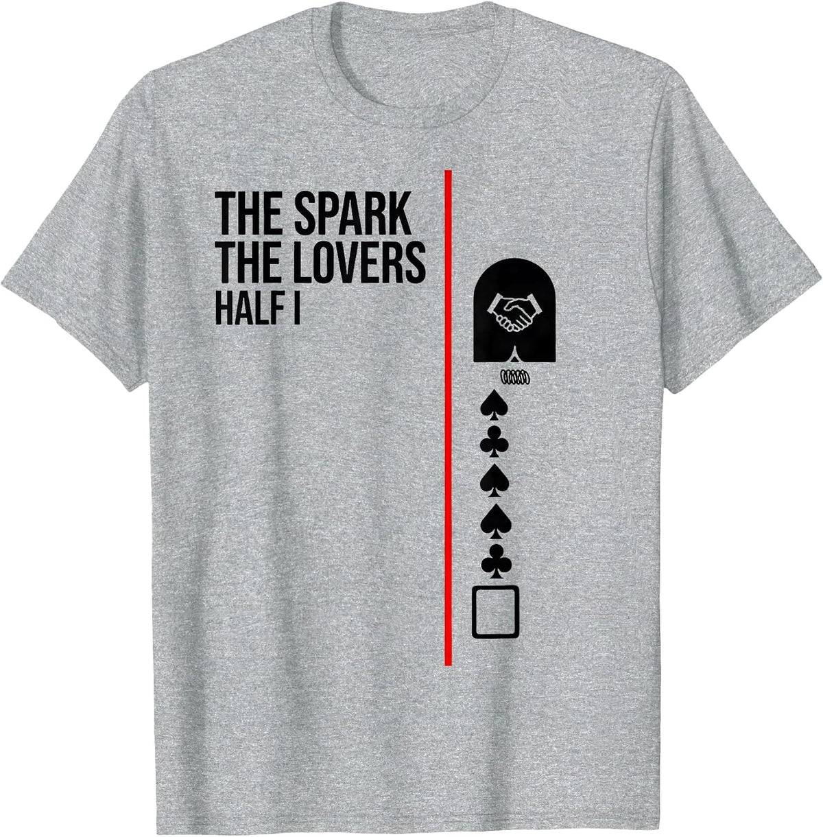 Men's THE SPARK THE LOVERS Half I Retro Horror Romance Valentine T-Shirt - Heather Grey