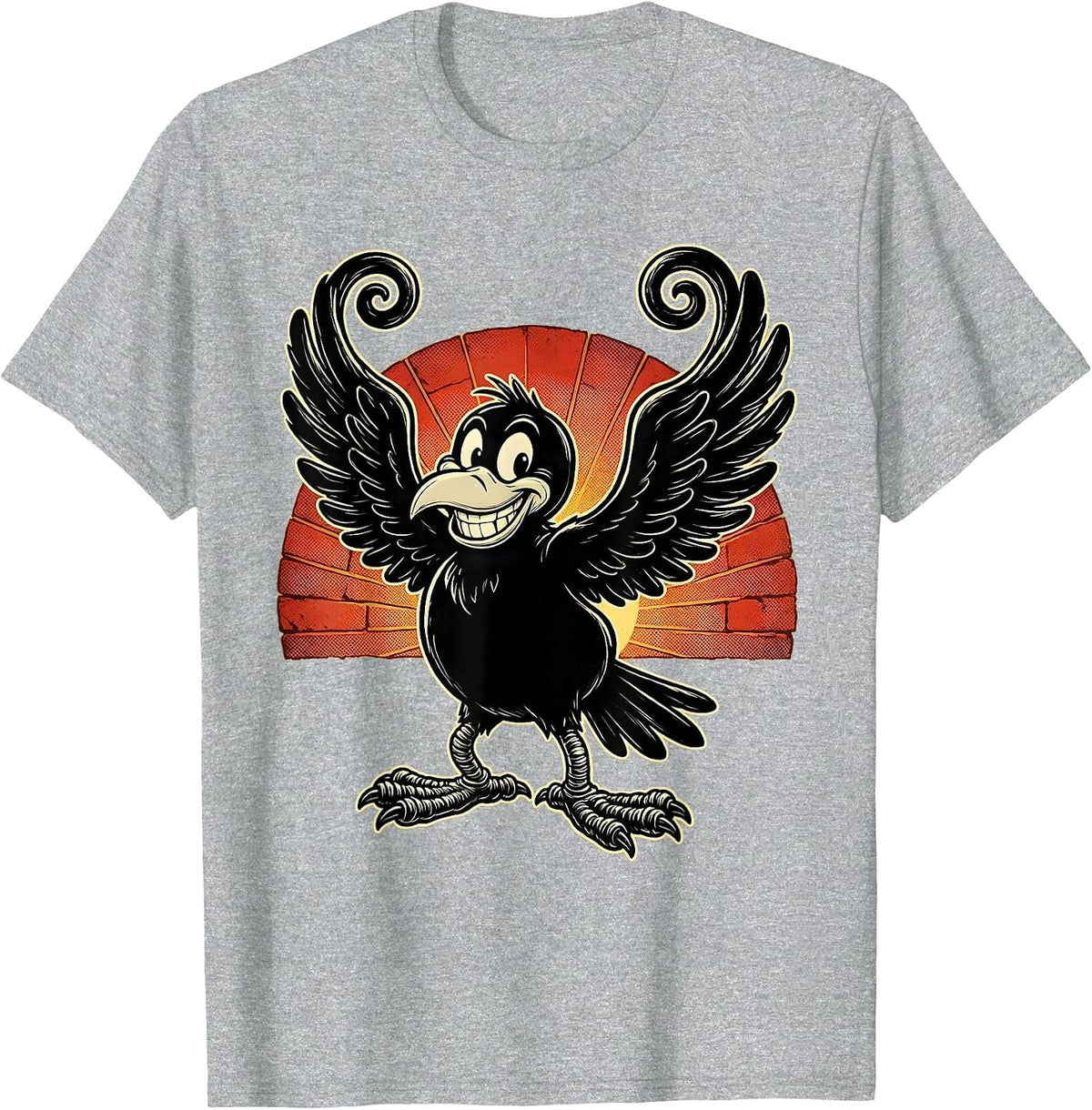 Men's Crow Wings Spread Sunset Horizon Graphic T-Shirt - Heather Grey