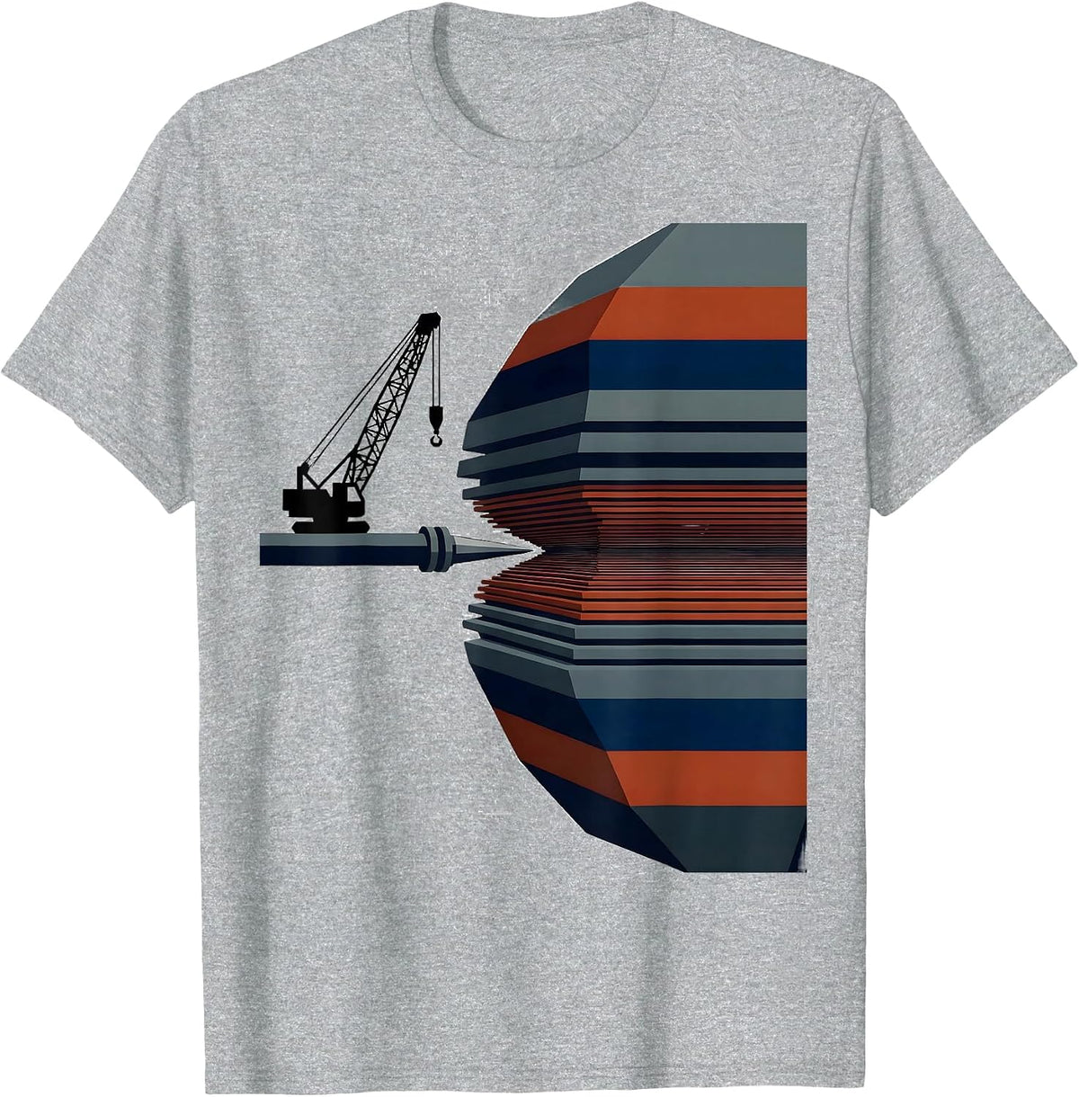 Men's Drill Derrick Geometric American Flag Patriotic Pride T-Shirt - Heather Grey