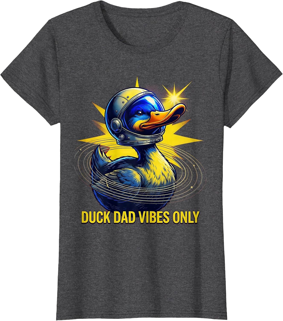Women's Duck Dad Vibes Only Funny Duck Lover Design T-Shirt - Dark Heather Grey