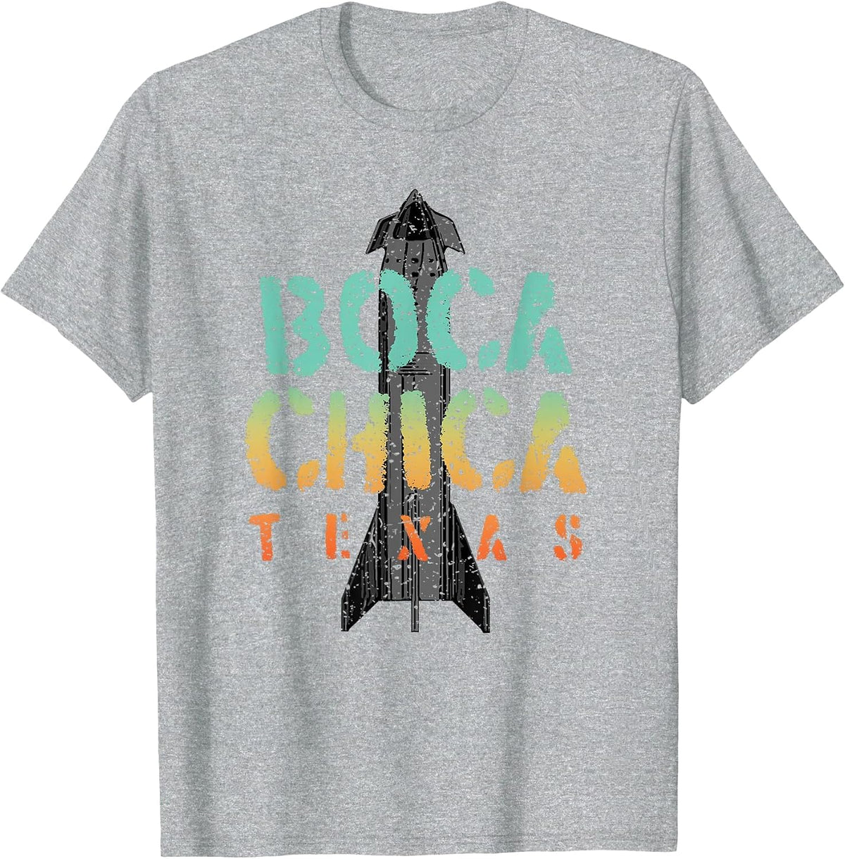 Boca Chica Texas Starship Cool Retro T-Shirt - Heather Grey