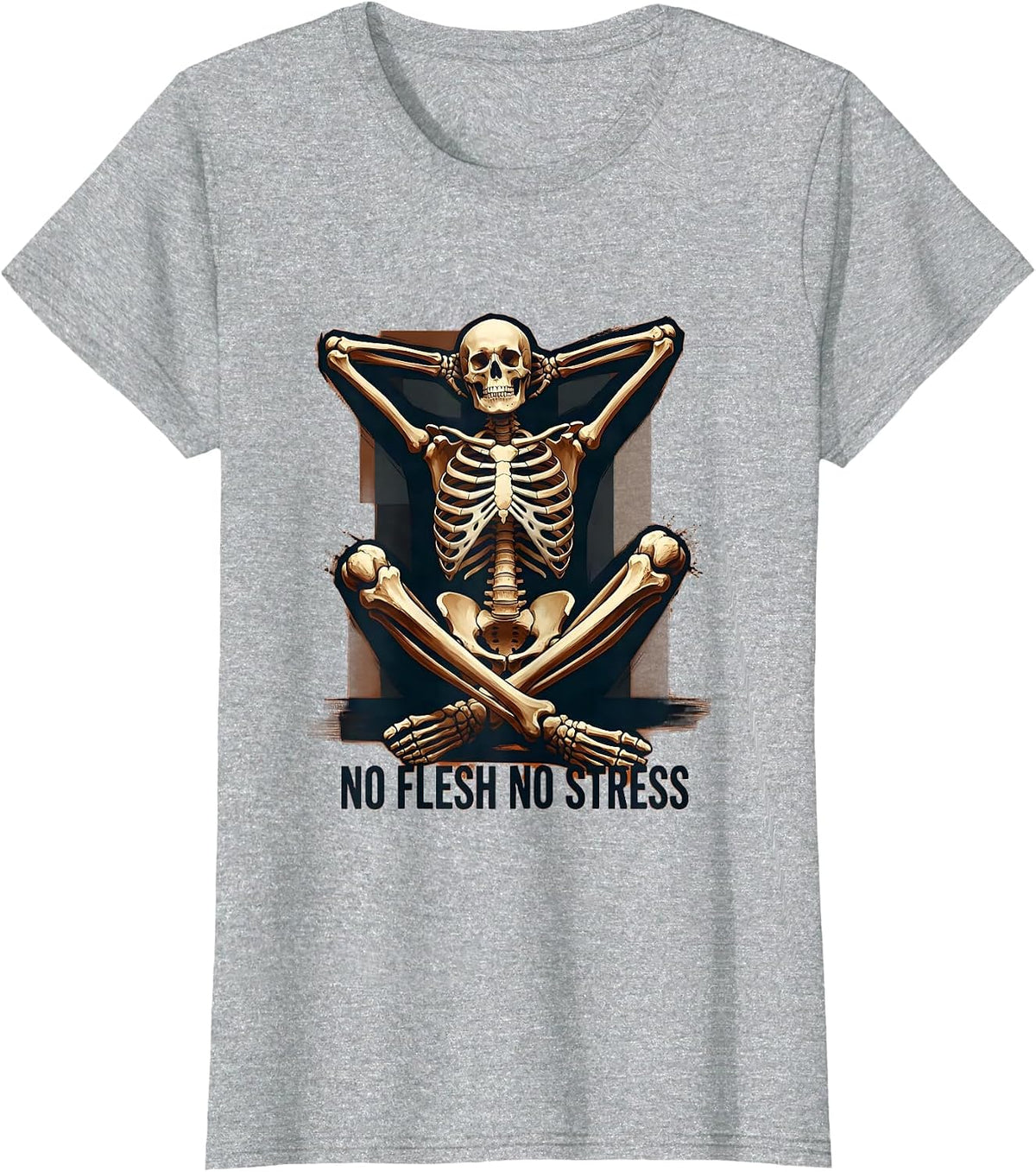 No Flesh No Stress Vegan Lifestyle Design T-Shirt - Heather Grey