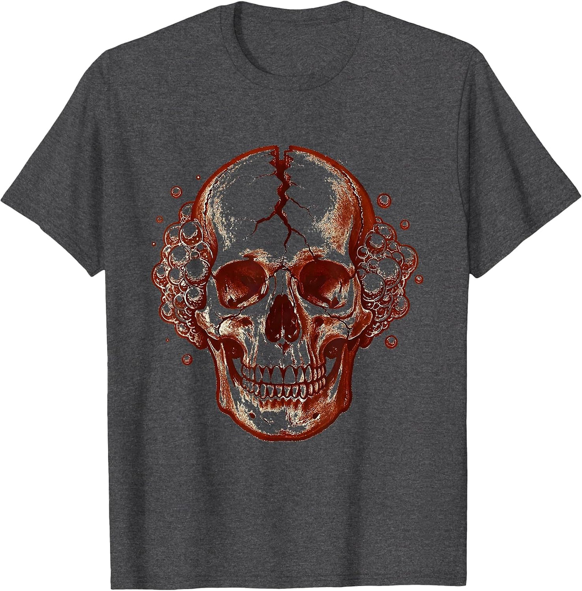 Rabies Skull Foaming Bubbles Dark Graphic T-Shirt - Dark Heather Grey