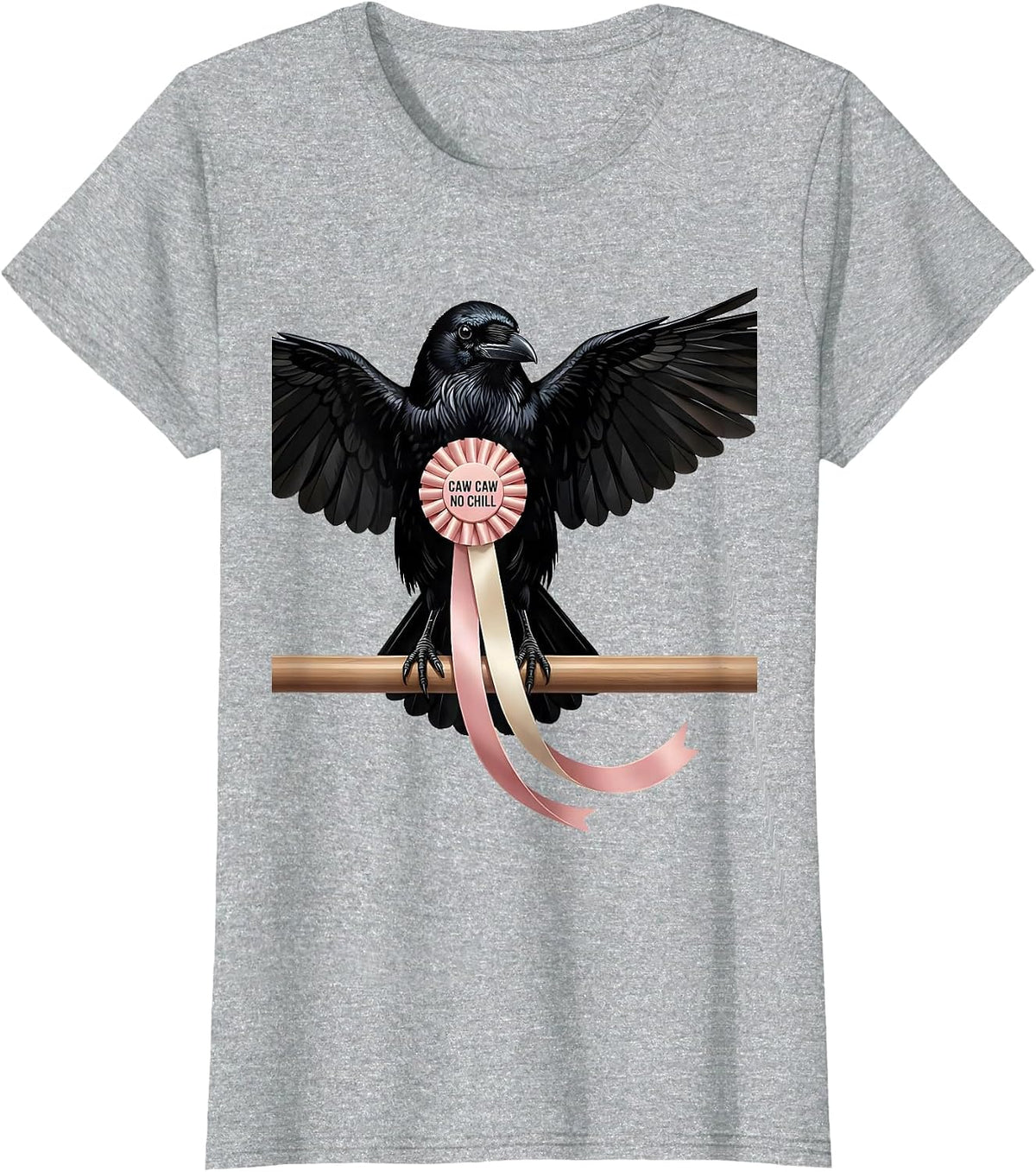 Caw Caw No Chill Funny Crow Design T-Shirt - Heather Grey