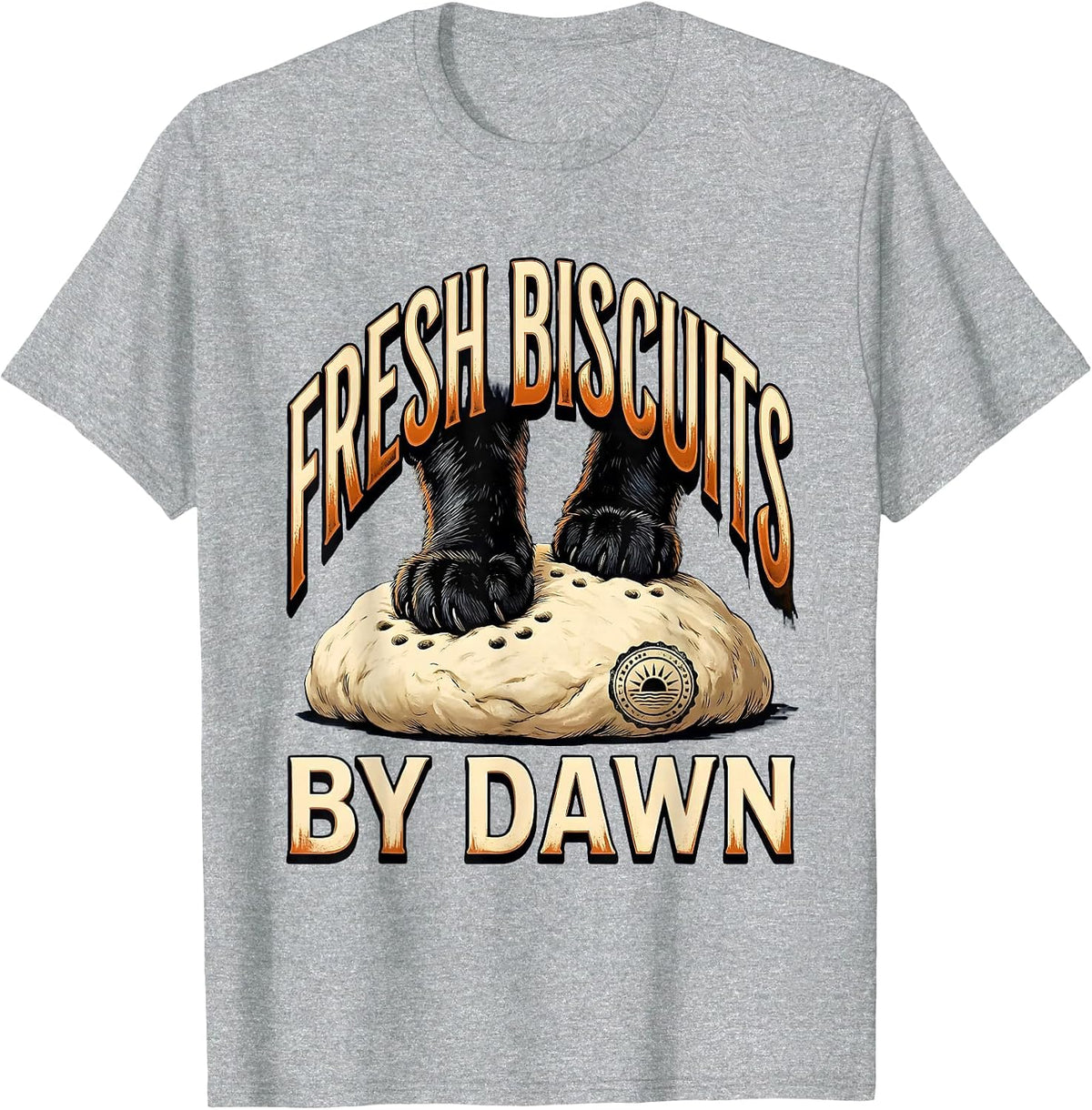 Men's Fresh Biscuits By Dawn Funny Cat Lover Bakery Humor T-Shirt - Heather Grey