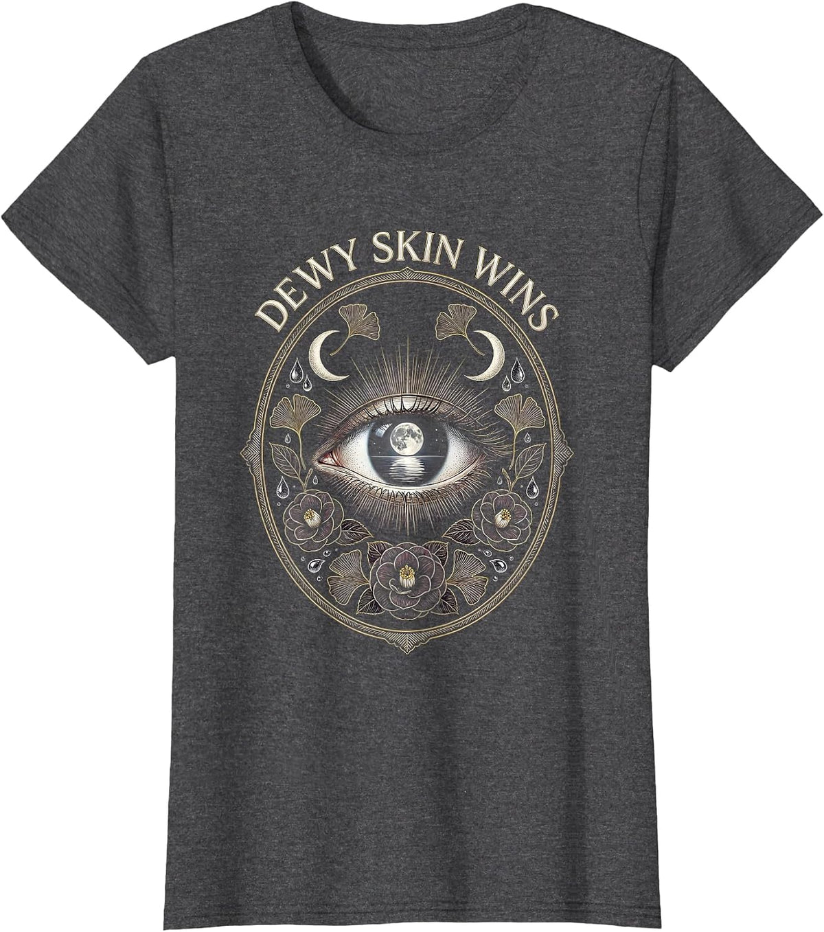 Women's Dewy Skin Wins K-Beauty Skincare Design T-Shirt - Dark Heather Grey