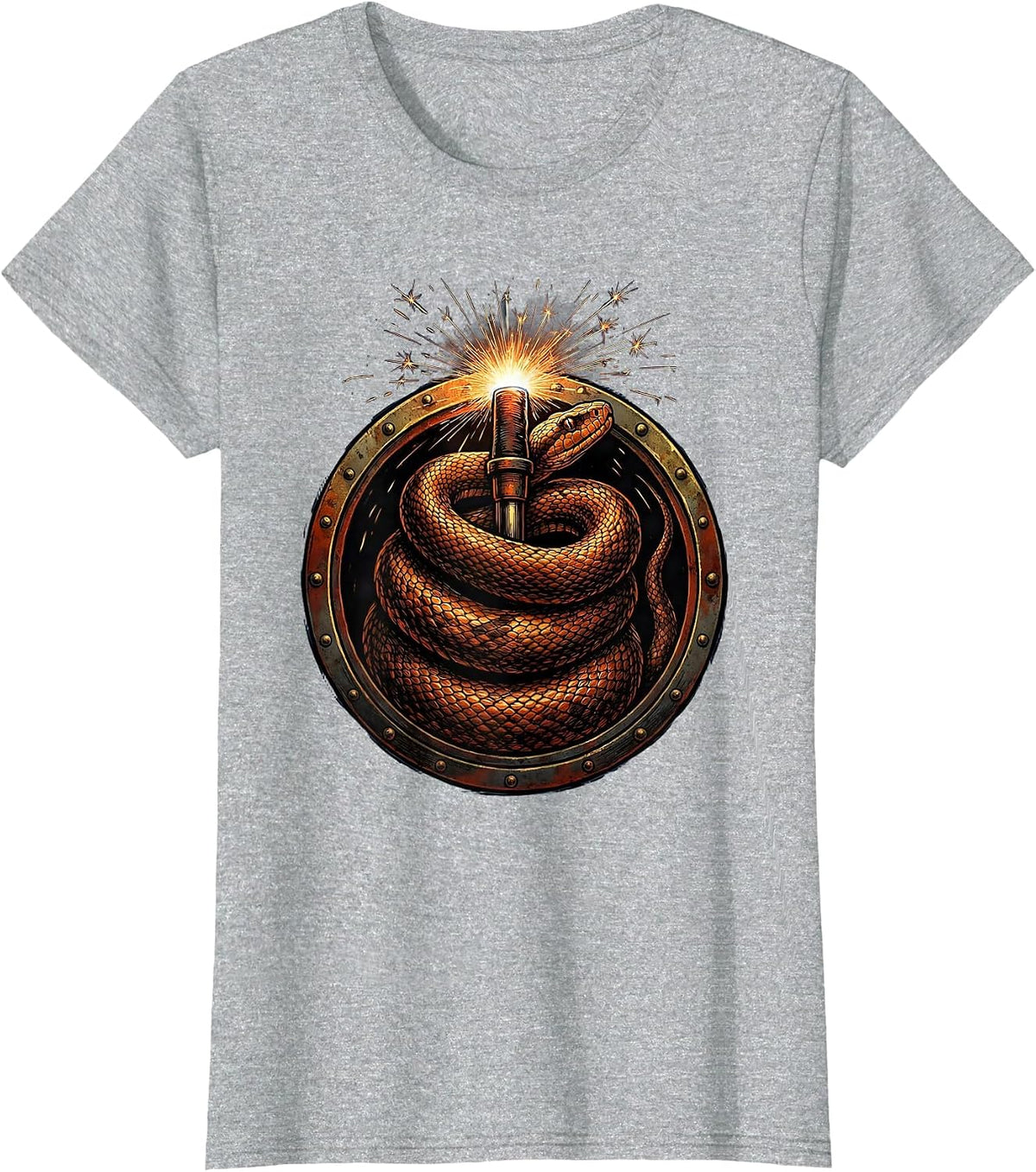 Women's Serpent Torch Welder Graphic Design T-Shirt - Heather Grey