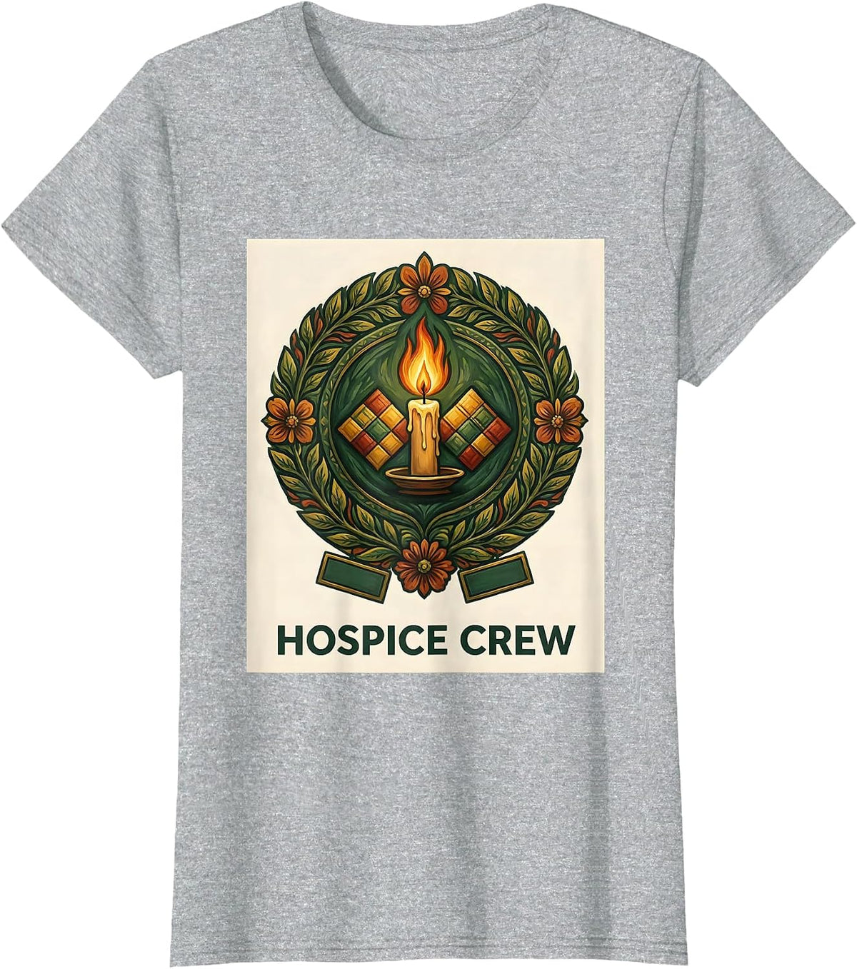 Hospice Crew Folk Art Registered Nurse RN Occupational Pride T-Shirt - Heather Grey