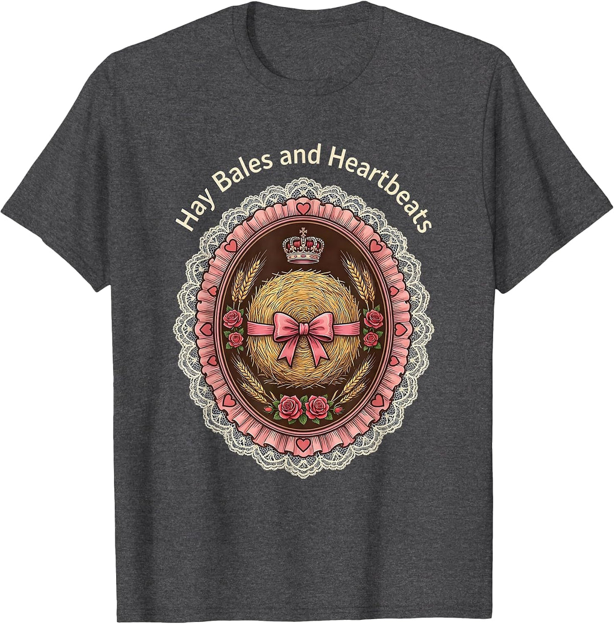 Hay Bales and Heartbeats Country Life Design T-Shirt - Dark Heather Grey