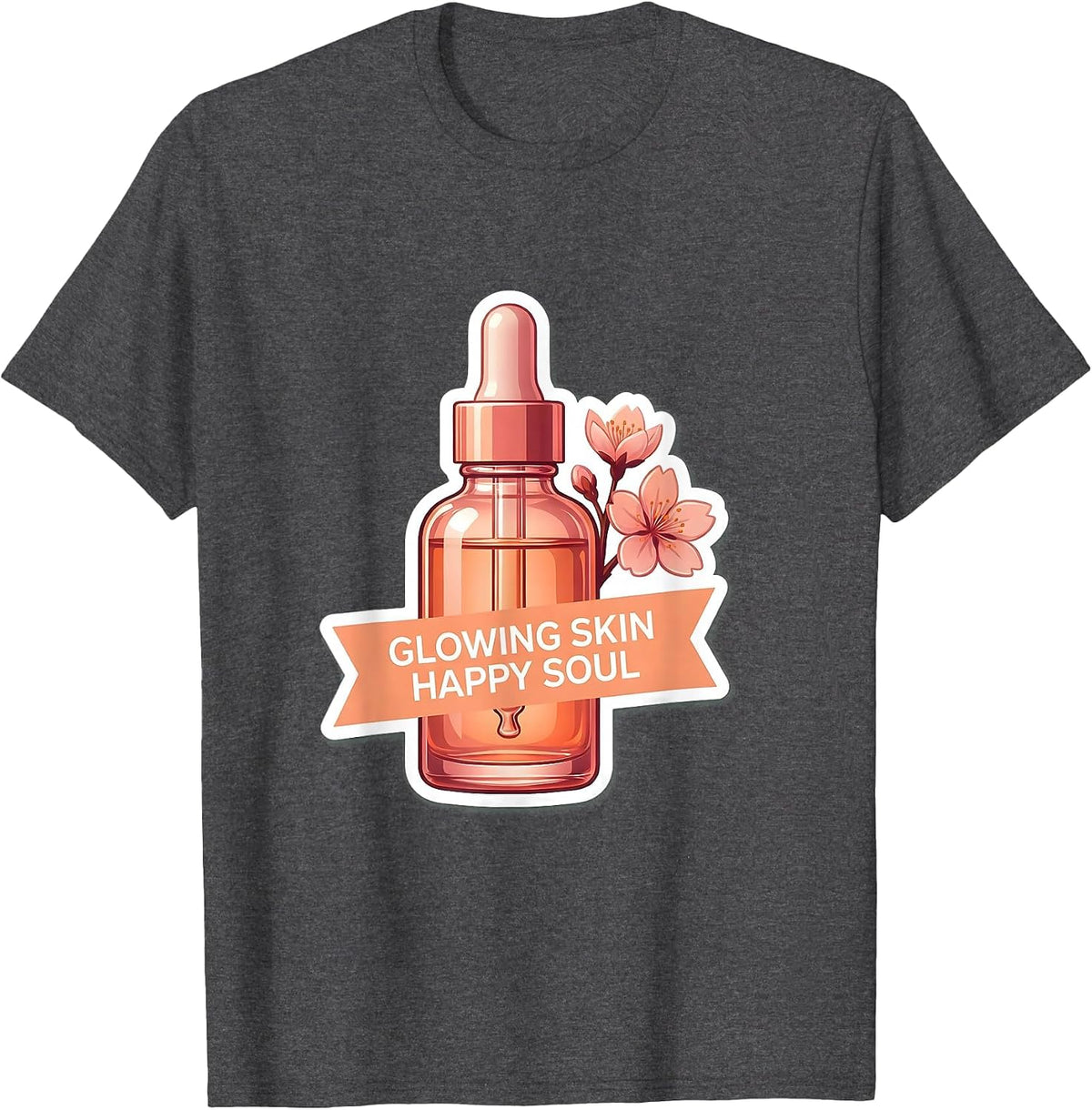Glowing Skin Happy Soul K-Beauty Design T-Shirt - Dark Heather Grey