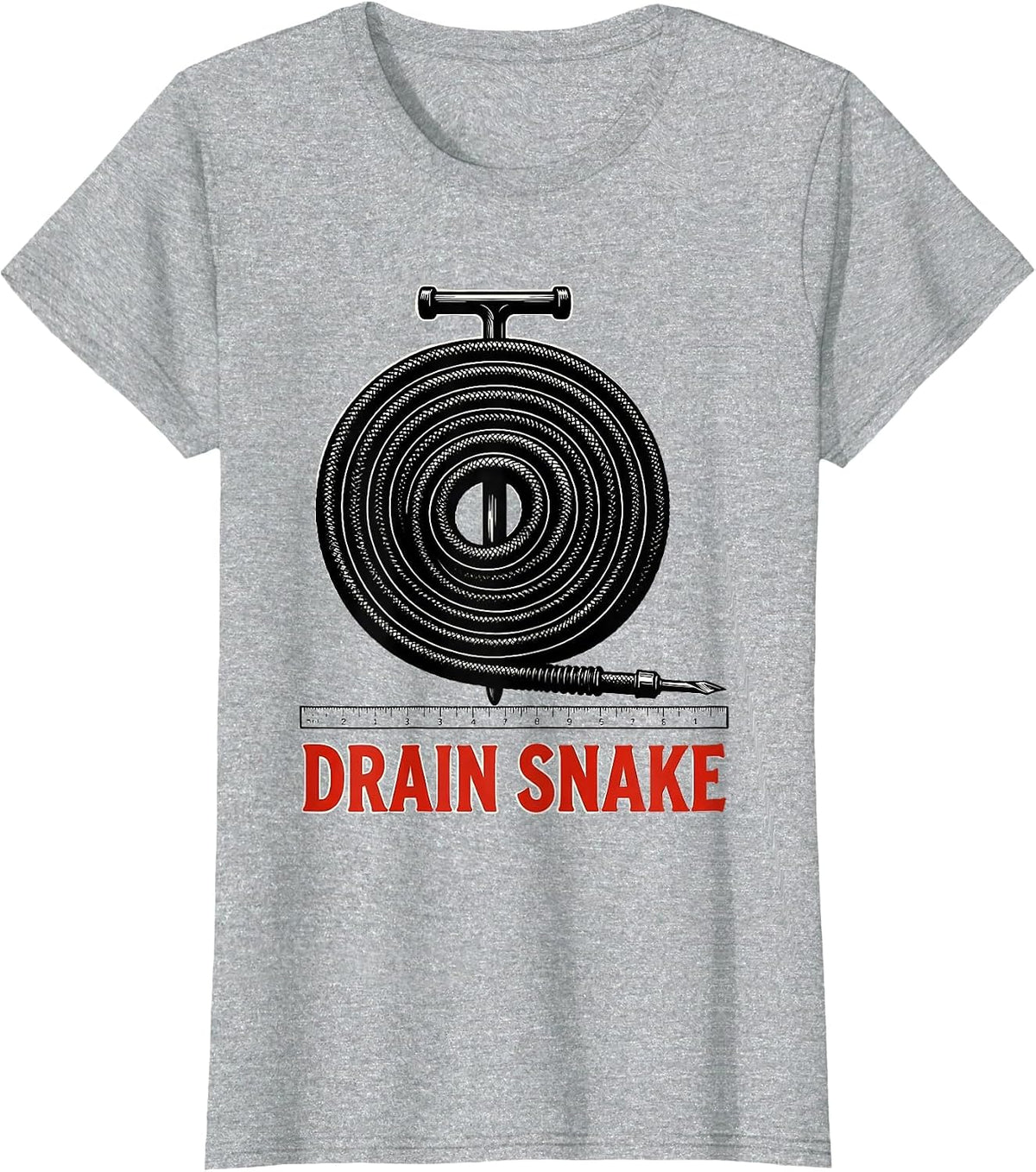 Women's Drain Snake Funny Plumber Pipefitter Occupational Humor T-Shirt - Heather Grey