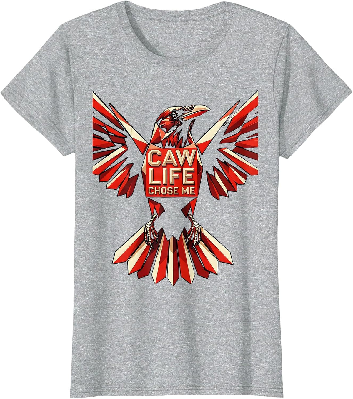 Caw Life Chose Me Funny Crow Design T-Shirt - Heather Grey