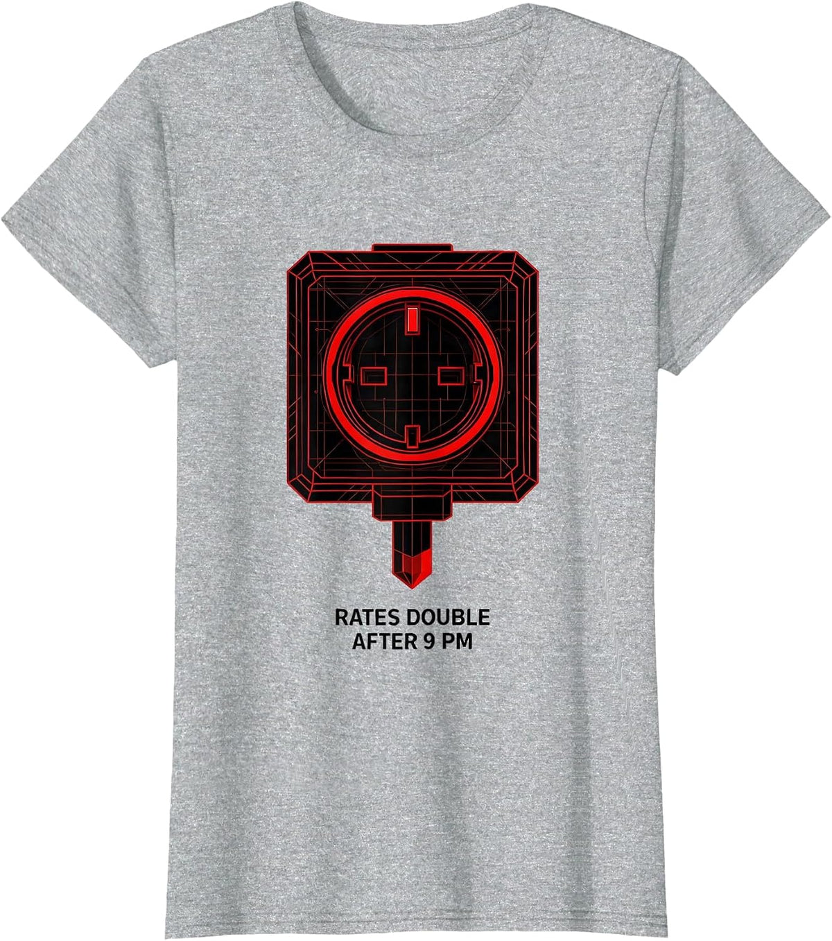 Rates Double After 9 PM Funny Tech Support IT Humor T-Shirt - Heather Grey