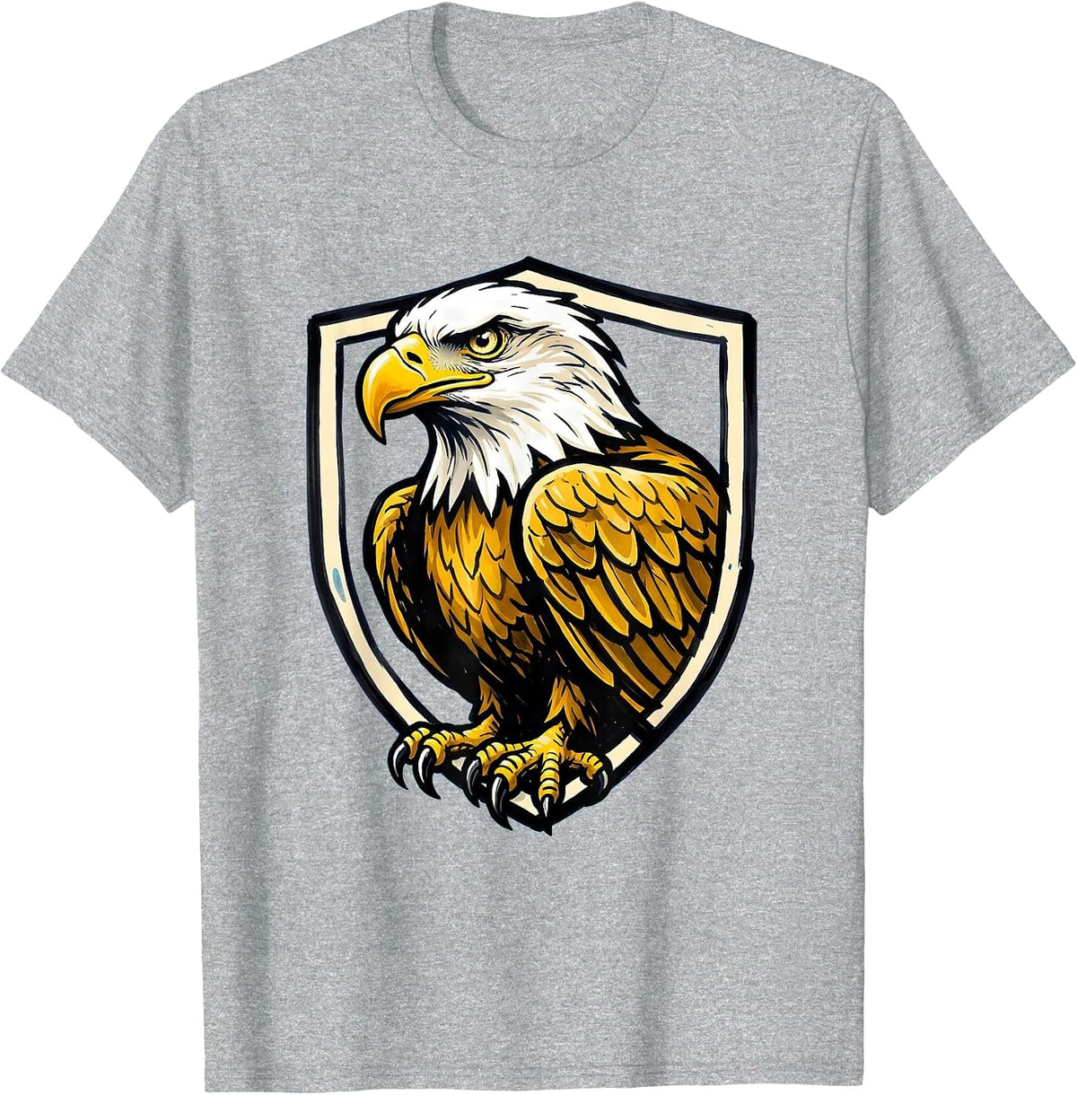 Men's Bald Eagle Shield Mascot Fan Family Pride T-Shirt - Heather Grey