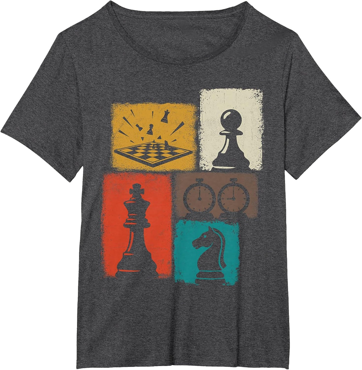 Chess Vintage Collage Player Grandmaster Board Gamer T-Shirt - Dark Heather Grey