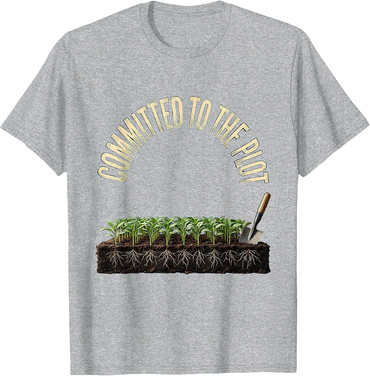 Men's Committed To The Plot Funny Gardening Plant Lover Gift T-Shirt - Heather Grey