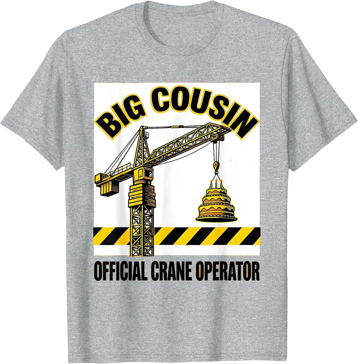 Men's Big Cousin Official Crane Operator Funny Construction Family T-Shirt - Heather Grey