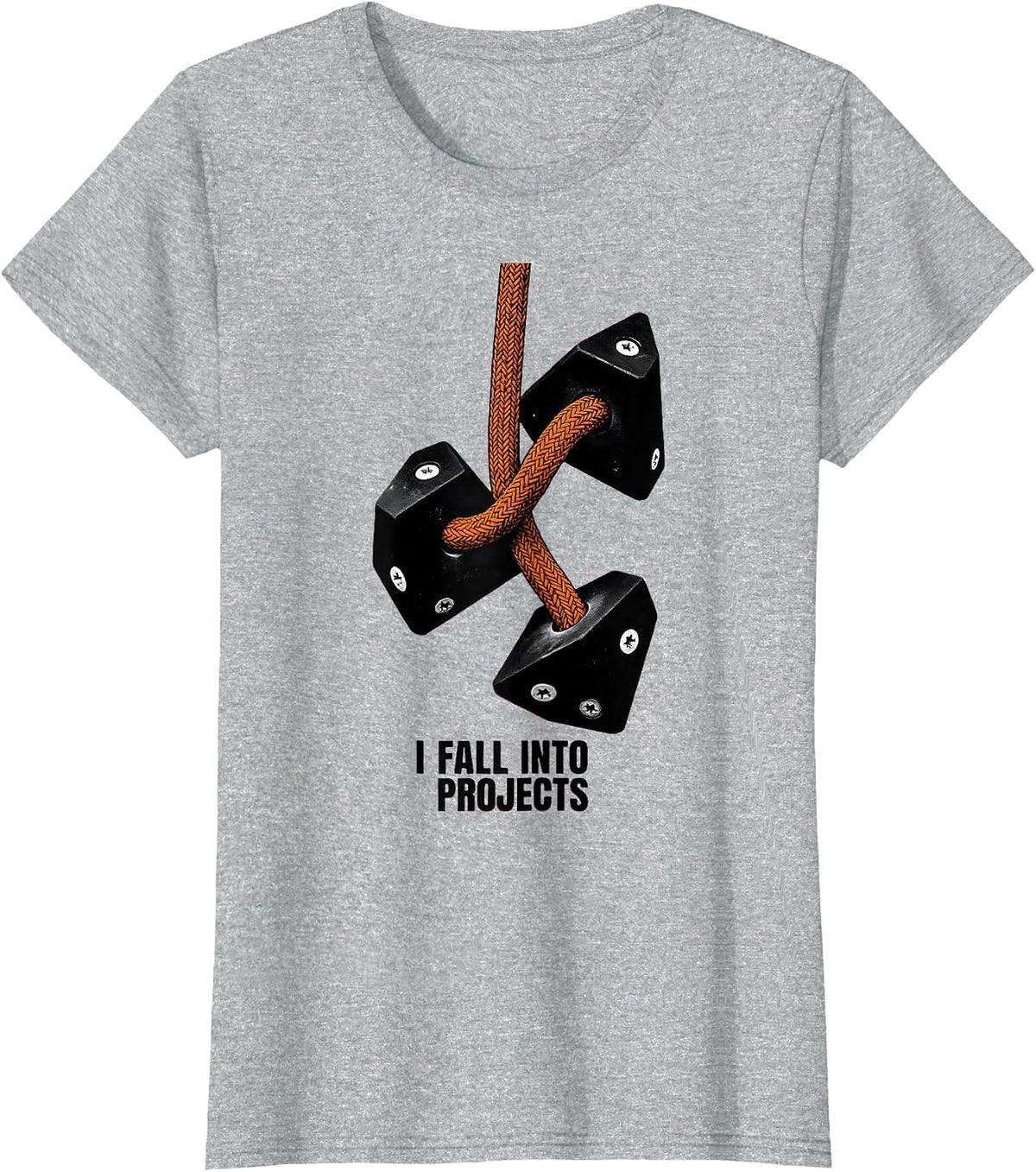 I Fall Into Projects Funny Rock Climber Bouldering Gift T-Shirt - Heather Grey