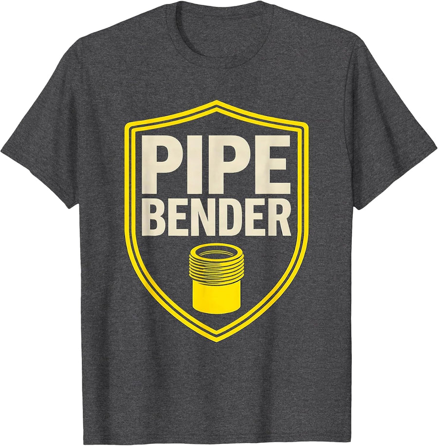 Men's Pipe Bender Funny Plumber Pipefitter Occupational Humor T-Shirt - Dark Heather Grey