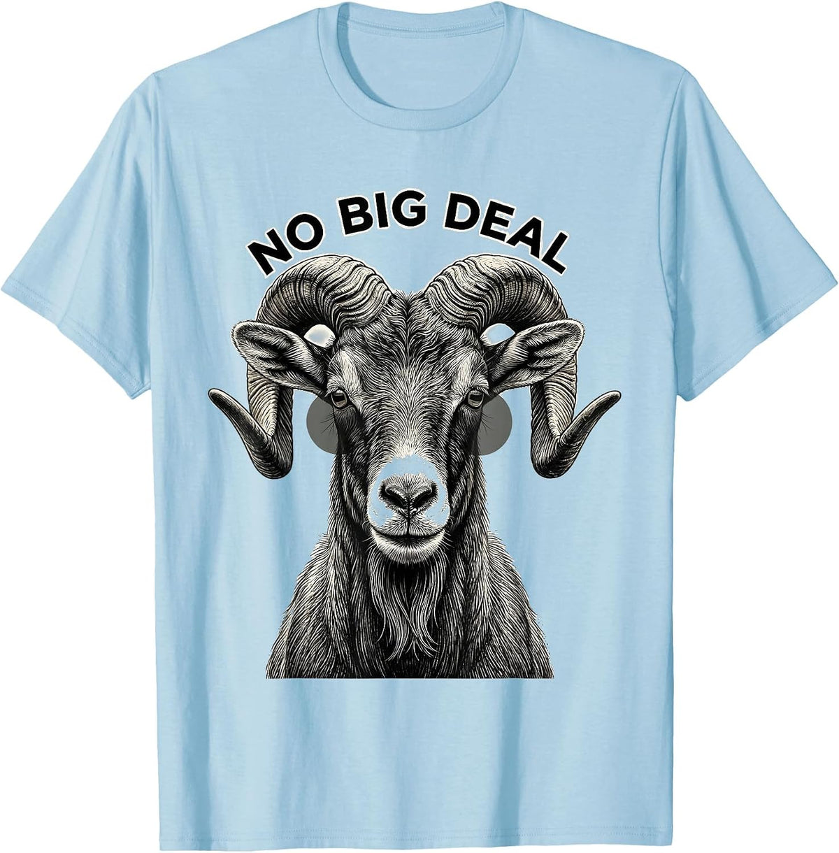 Men's No Big Deal Monochromatic Goat Sunglasses Novelty Graphic T-Shirt - Baby Blue