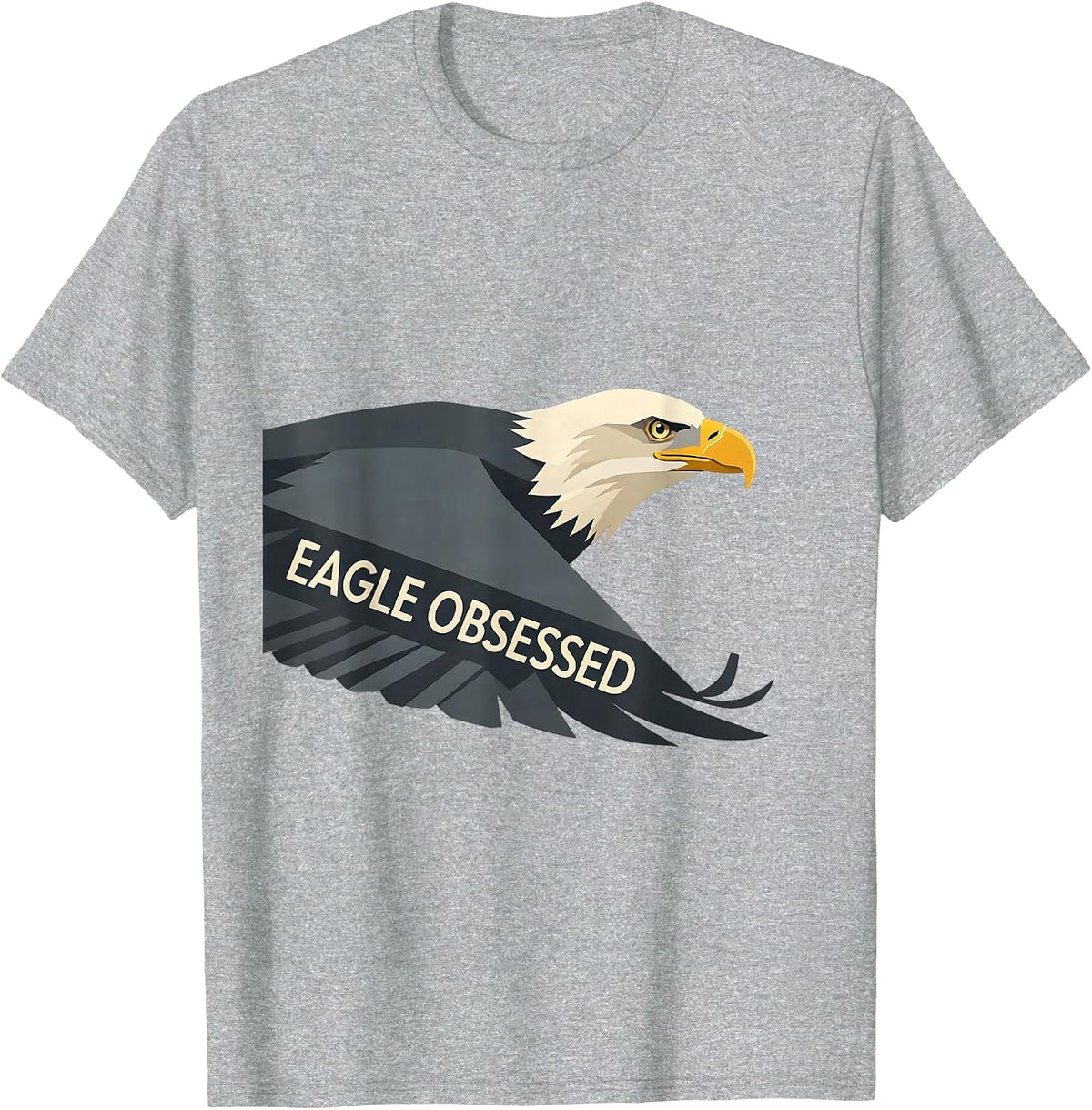 Men's Eagle Obsessed Flat Vector Bald Eagle Mascot Fan Pride T-Shirt - Heather Grey