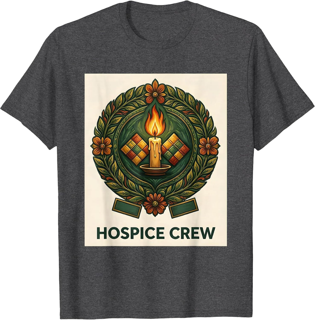 Hospice Crew Folk Art Registered Nurse RN Occupational Pride T-Shirt - Dark Heather Grey