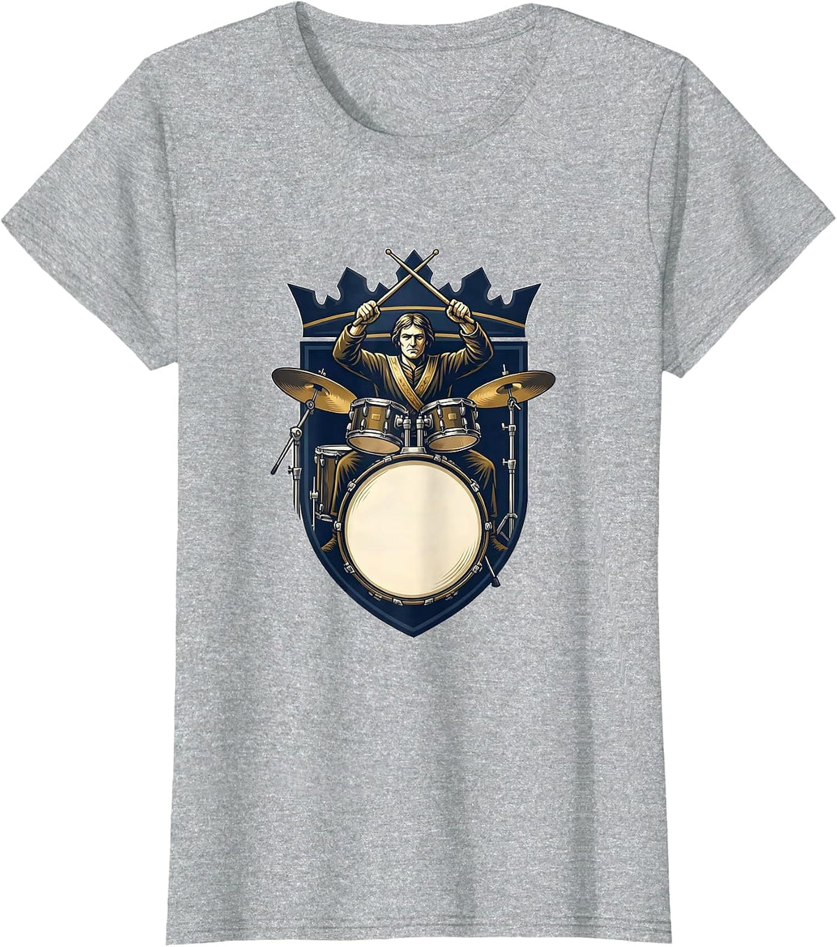 Emblem Drummer Drumline Gift Humor T-Shirt - Heather Grey