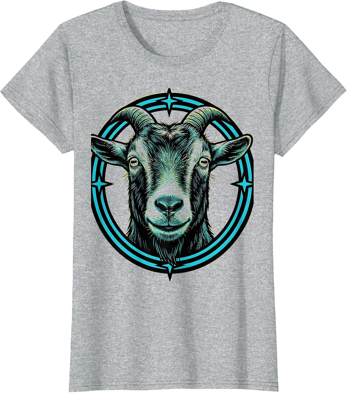 Women's Goat Staring Directly Into Camera Illustration T-Shirt - Heather Grey