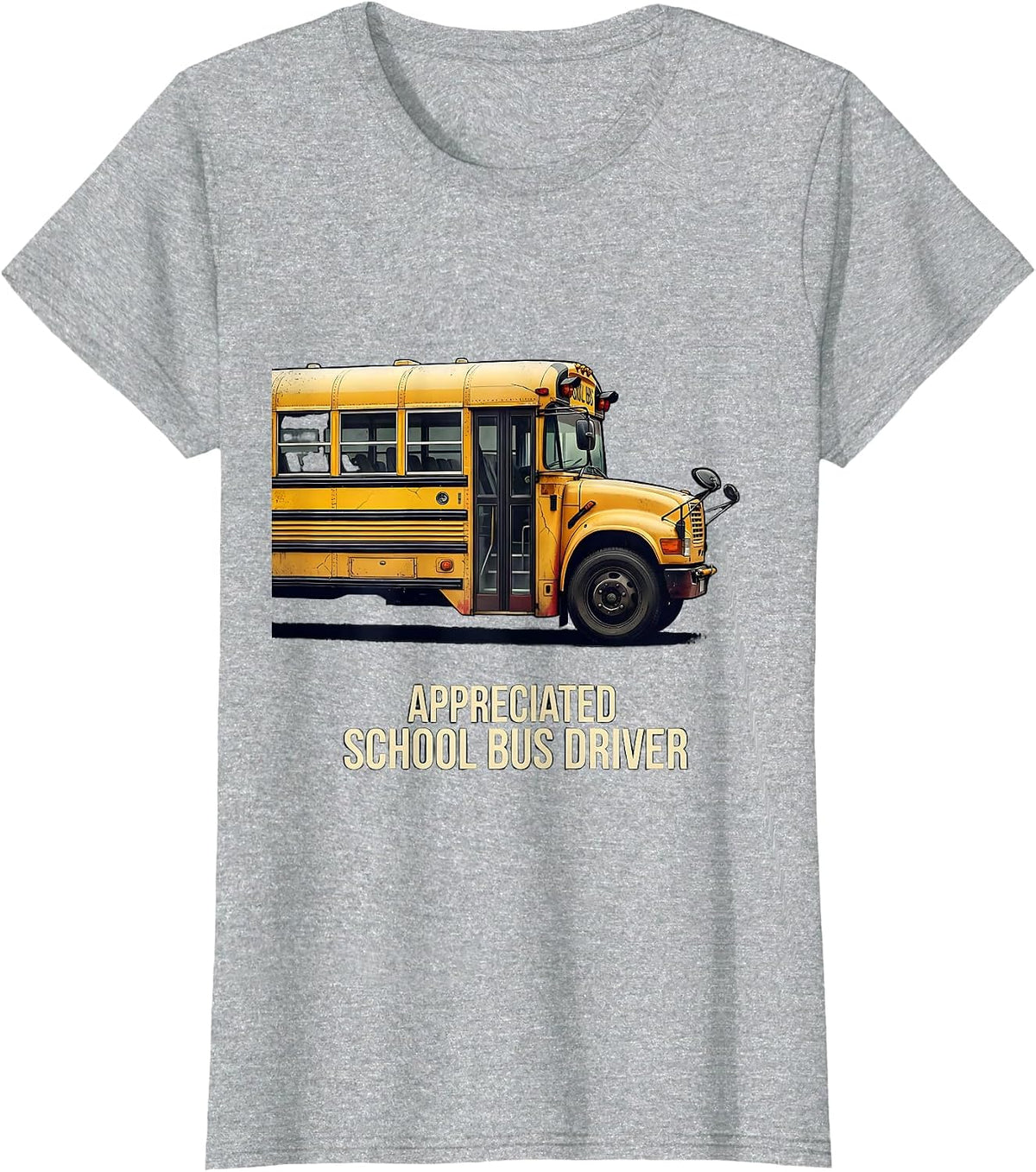 Women's Appreciated School Bus Driver Distressed Bus Driver T-Shirt - Heather Grey