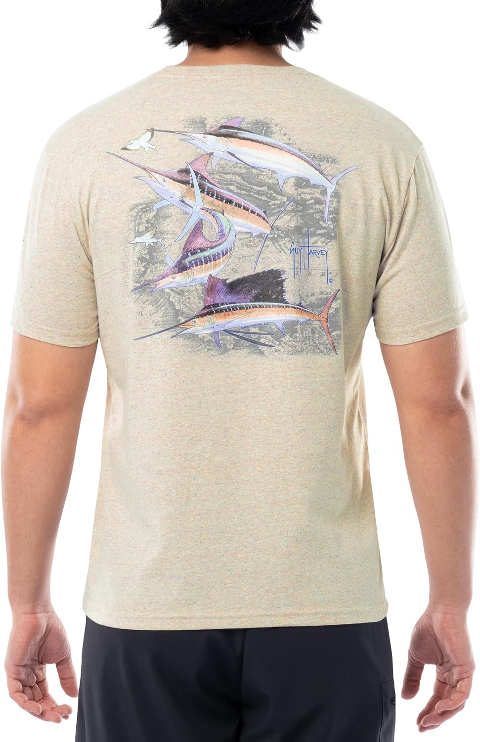 Guy Harvey Men’s Threadcycled Short Sleeve T-Shirt - Oatmeal Heather \/Bill Collector