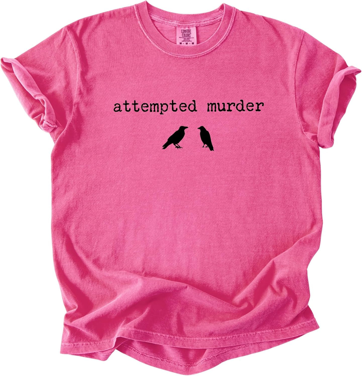 FITIN Attempted Murder Garment-Dyed Shirt, Crow Graphic Tee, Dark Humor Gothic Shirt, Raven Bird Lovers T-Shirt - Crunchberry