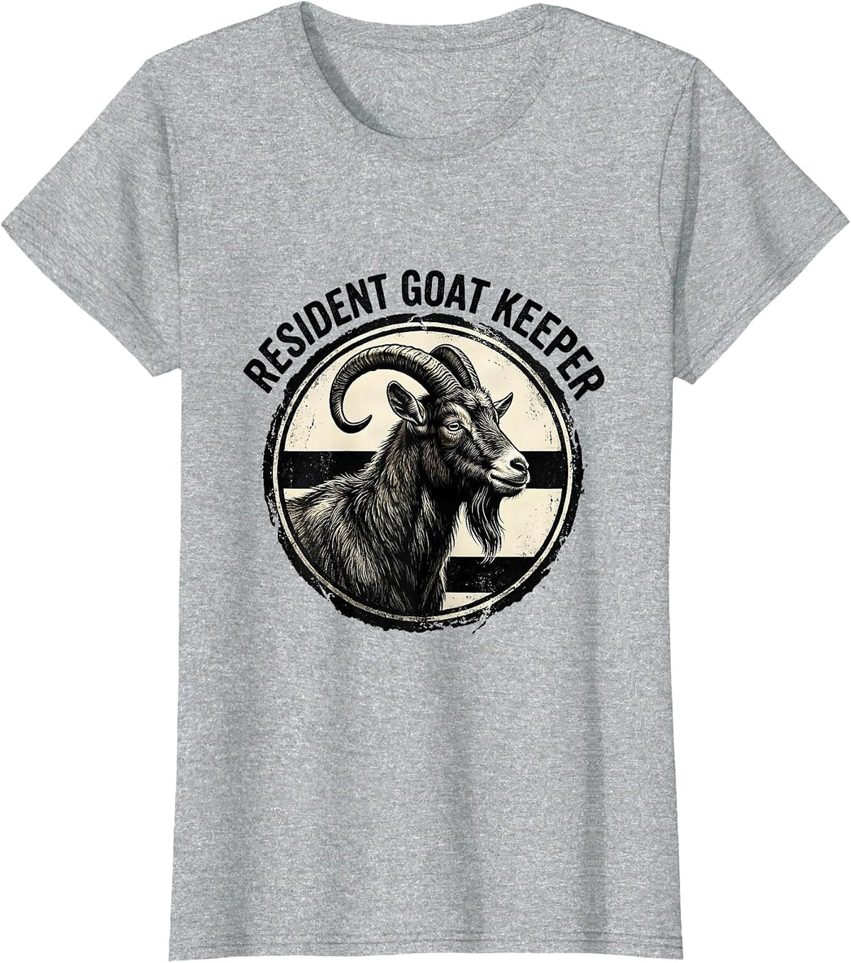 Resident Goat Keeper Rubber Stamp Goat Animal Badge Patch T-Shirt - Heather Grey
