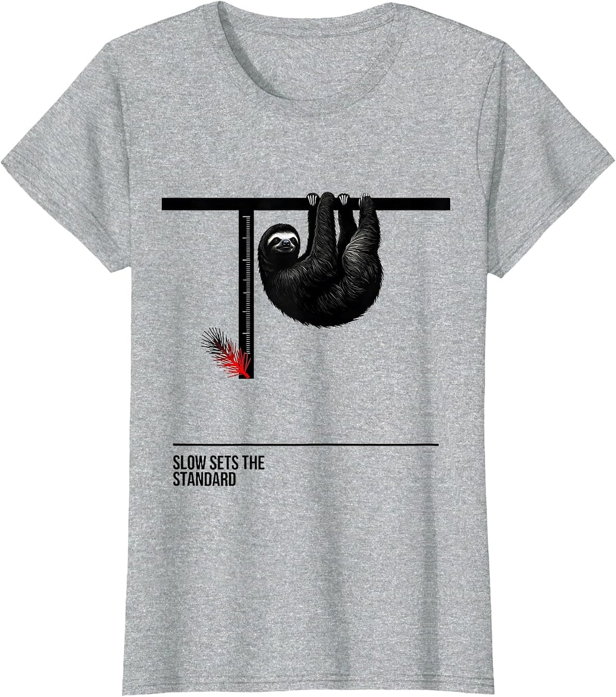 Slow Sets The Standard Funny Sloth Lover Ugly Christmas T-Shirt - Heather Grey