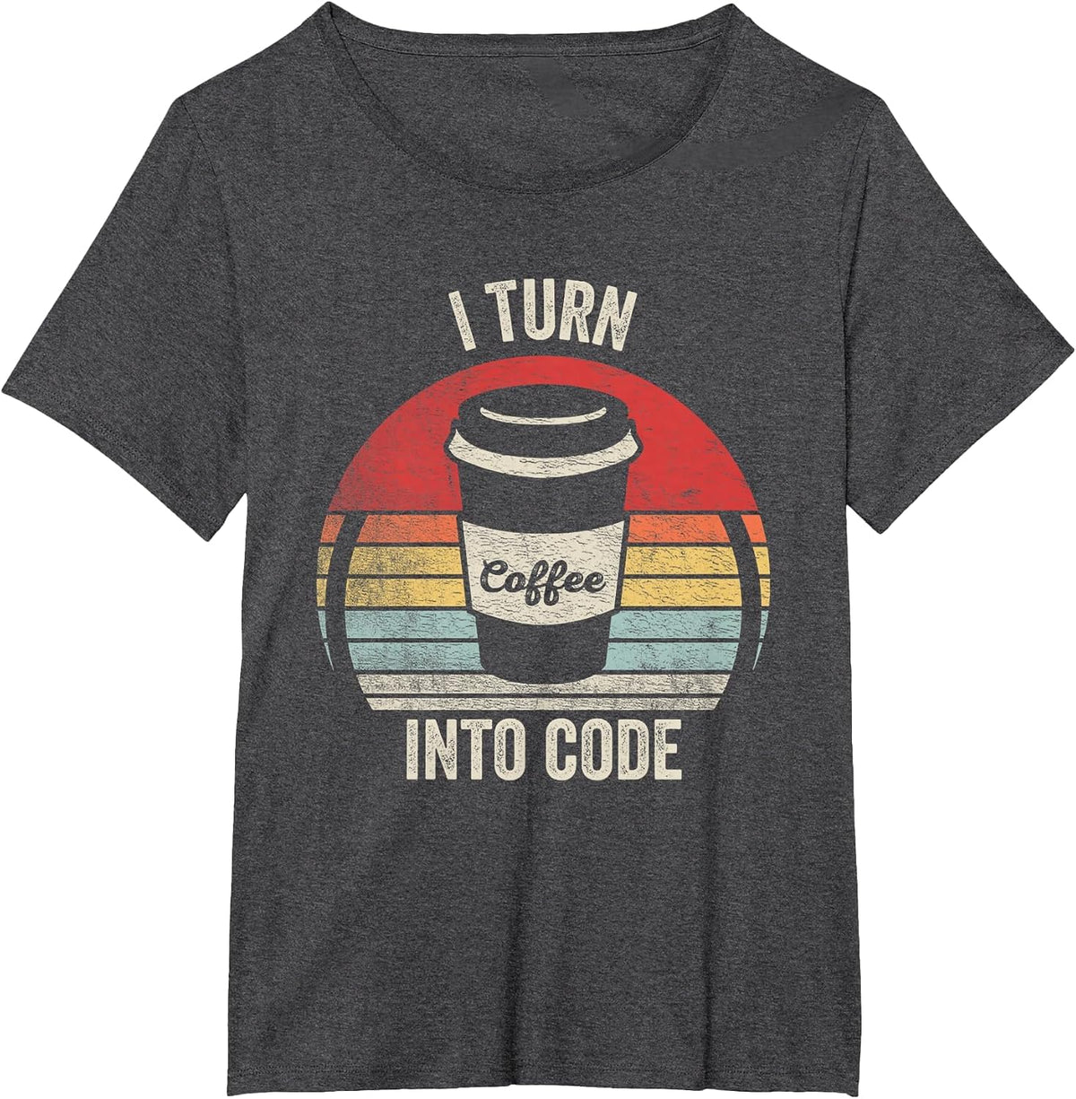 Retro Funny Developer Coding Shirt I Turn Coffee Into Code T-Shirt - Dark Heather Grey
